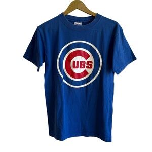 Vintage Majestic Cubs Size Medium Blue Graphic Tee Shirt Sporty Logo Y2K